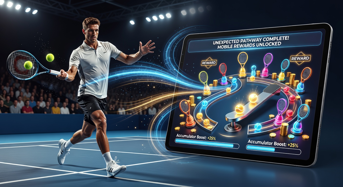 Illustration of accumulator boosts applied to tennis and badminton matches alongside mobile casino interfaces