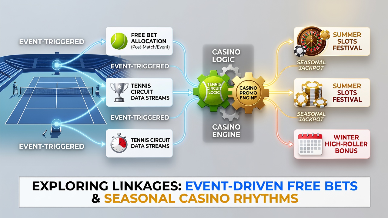 Mobile interface showing interconnected tennis betting promotions and esports casino onboarding rewards