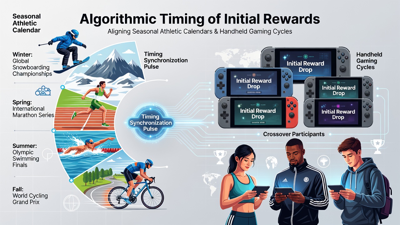 Algorithmic systems coordinating athletic event timelines with mobile gaming reward structures for international crossover athletes