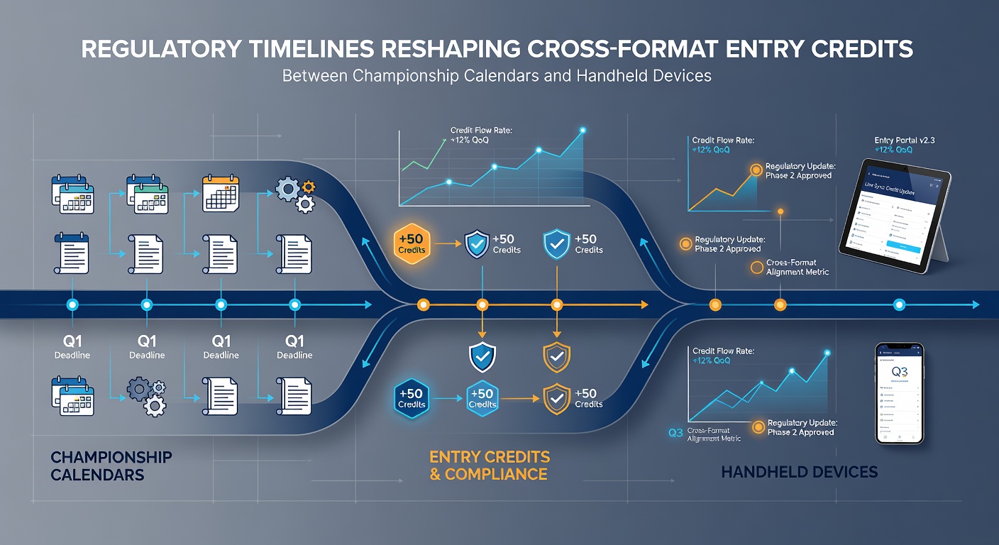 Cross-format credit timelines connecting racket sports events with competitive digital gaming arenas