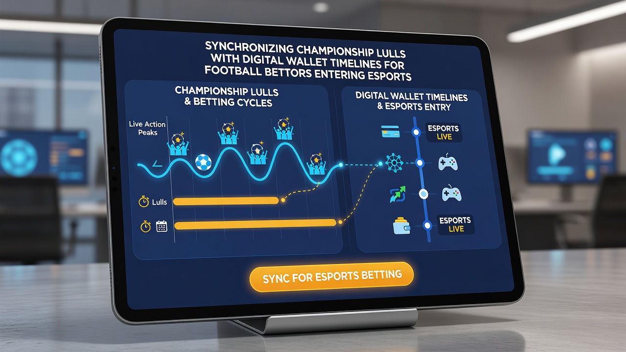 Digital wallet interface showing transaction timeline synced with esports tournament schedule and football off-season calendar