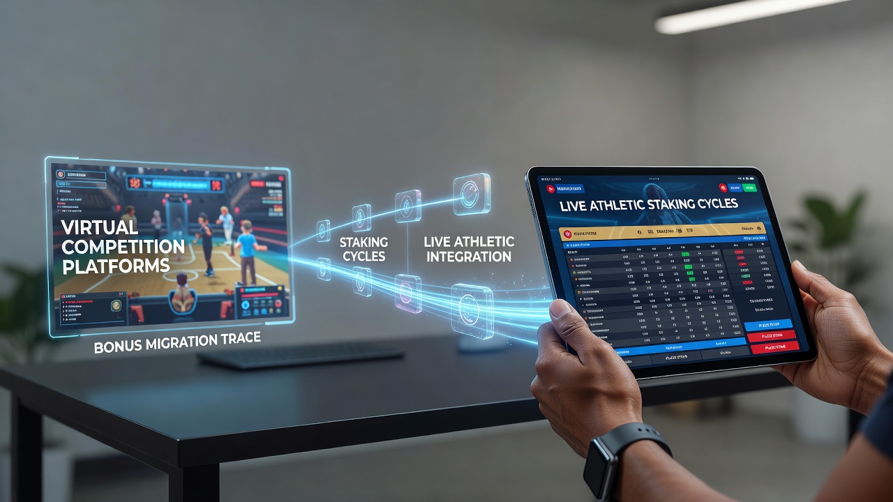 Diagram showing bonus flows from virtual esports platforms to mobile live sports staking interfaces