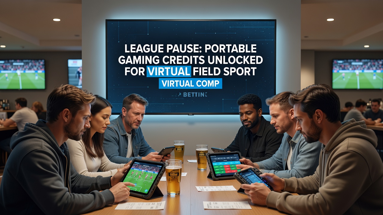 Mobile device displaying virtual competition interface with gaming credits during sports league pause